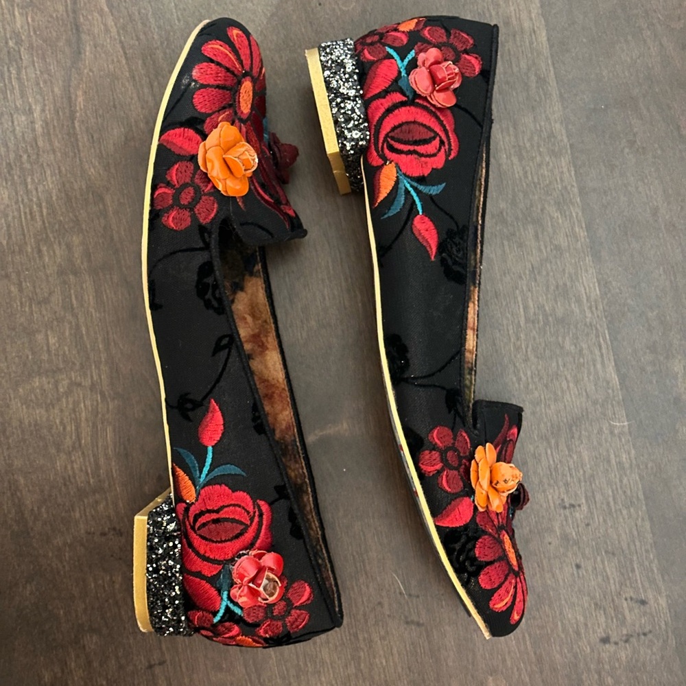 Irregular‎ Choice Casa Blanka Black Floral Embroidered Flats Women UK 38 US 7.5 - Picture 9 of 14